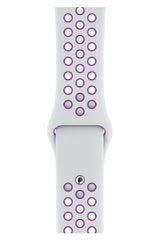 Apple Watch Compatible Silicone Perforated Sport Band White Purple 