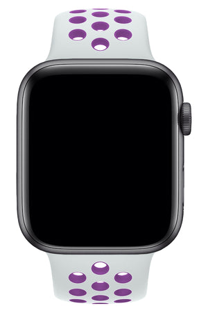 Apple Watch Uyumlu Silikon Delikli Spor Kordon Beyaz Mor