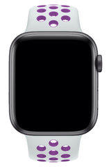 Apple Watch Compatible Silicone Perforated Sport Band White Purple 
