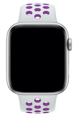 Apple Watch Compatible Silicone Perforated Sport Band White Purple 