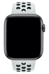 Apple Watch Uyumlu Silikon Delikli Spor Kordon Beyaz Siyah