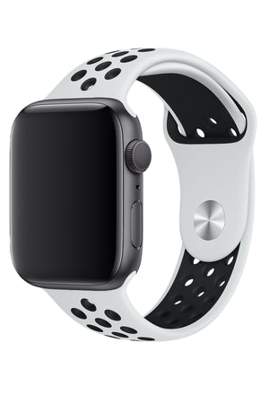 Apple Watch Uyumlu Silikon Delikli Spor Kordon Beyaz Siyah  bikordon