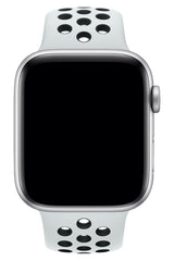 Apple Watch Uyumlu Silikon Delikli Spor Kordon Beyaz Siyah