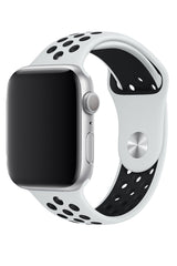 Apple Watch Uyumlu Silikon Delikli Spor Kordon Beyaz Siyah
