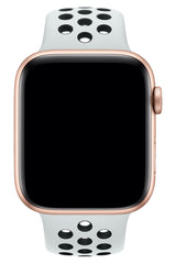 Apple Watch Uyumlu Silikon Delikli Spor Kordon Beyaz Siyah