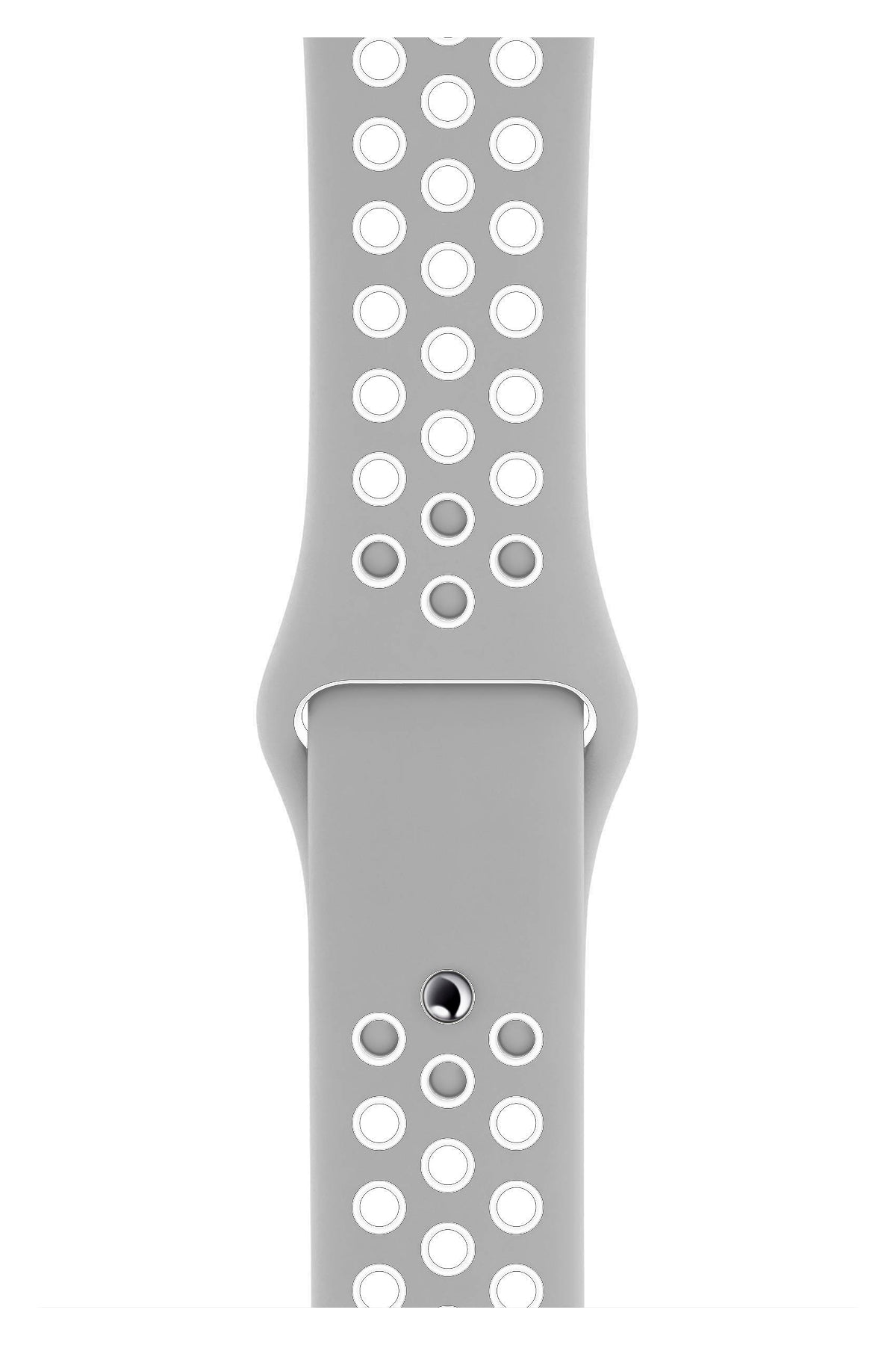 Apple Watch Uyumlu Silikon Delikli Spor Kordon Gri Beyaz  bikordon