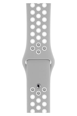Apple Watch Uyumlu Silikon Delikli Spor Kordon Gri Beyaz  bikordon