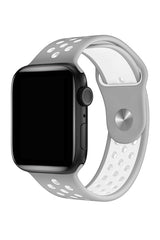 Apple Watch Uyumlu Silikon Delikli Spor Kordon Gri Beyaz