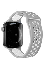 Apple Watch Uyumlu Silikon Delikli Spor Kordon Gri Beyaz