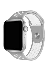 Apple Watch Uyumlu Silikon Delikli Spor Kordon Gri Beyaz