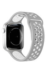 Apple Watch Uyumlu Silikon Delikli Spor Kordon Gri Beyaz