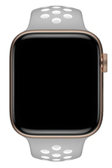 Apple Watch Uyumlu Silikon Delikli Spor Kordon Gri Beyaz