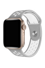 Apple Watch Uyumlu Silikon Delikli Spor Kordon Gri Beyaz