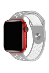 Apple Watch Uyumlu Silikon Delikli Spor Kordon Gri Beyaz