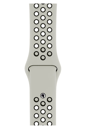 Apple Watch Uyumlu Silikon Delikli Spor Kordon Gri Siyah  bikordon