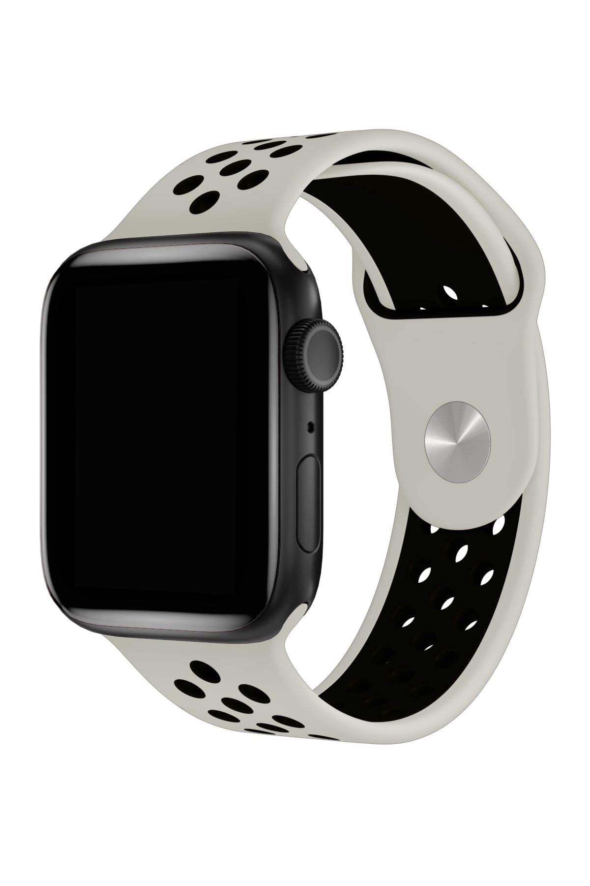 Apple Watch Uyumlu Silikon Delikli Spor Kordon Gri Siyah  bikordon