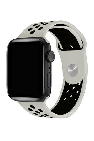 Apple Watch Uyumlu Silikon Delikli Spor Kordon Gri Siyah  bikordon