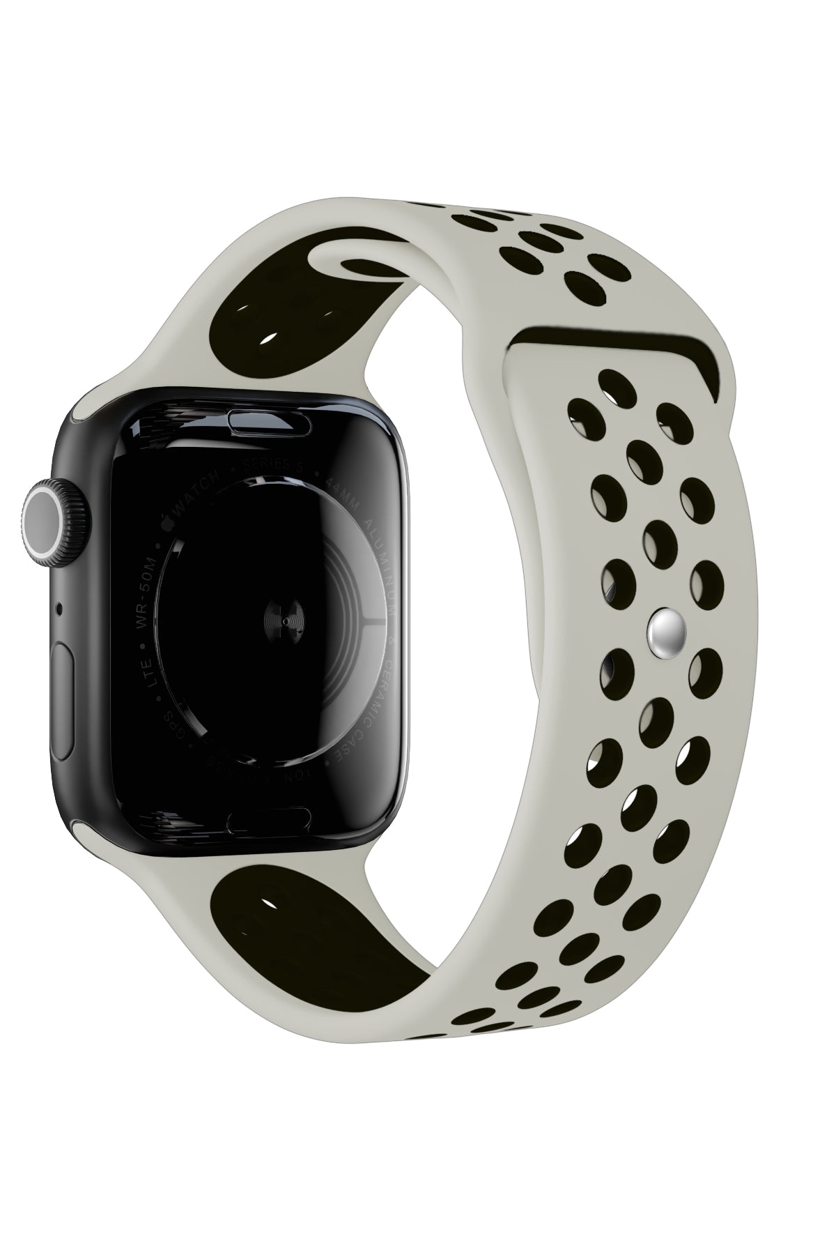 Apple Watch Uyumlu Silikon Delikli Spor Kordon Gri Siyah  bikordon