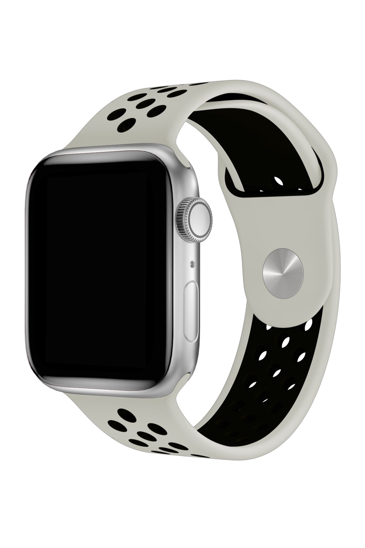 Apple Watch Uyumlu Silikon Delikli Spor Kordon Gri Siyah  bikordon