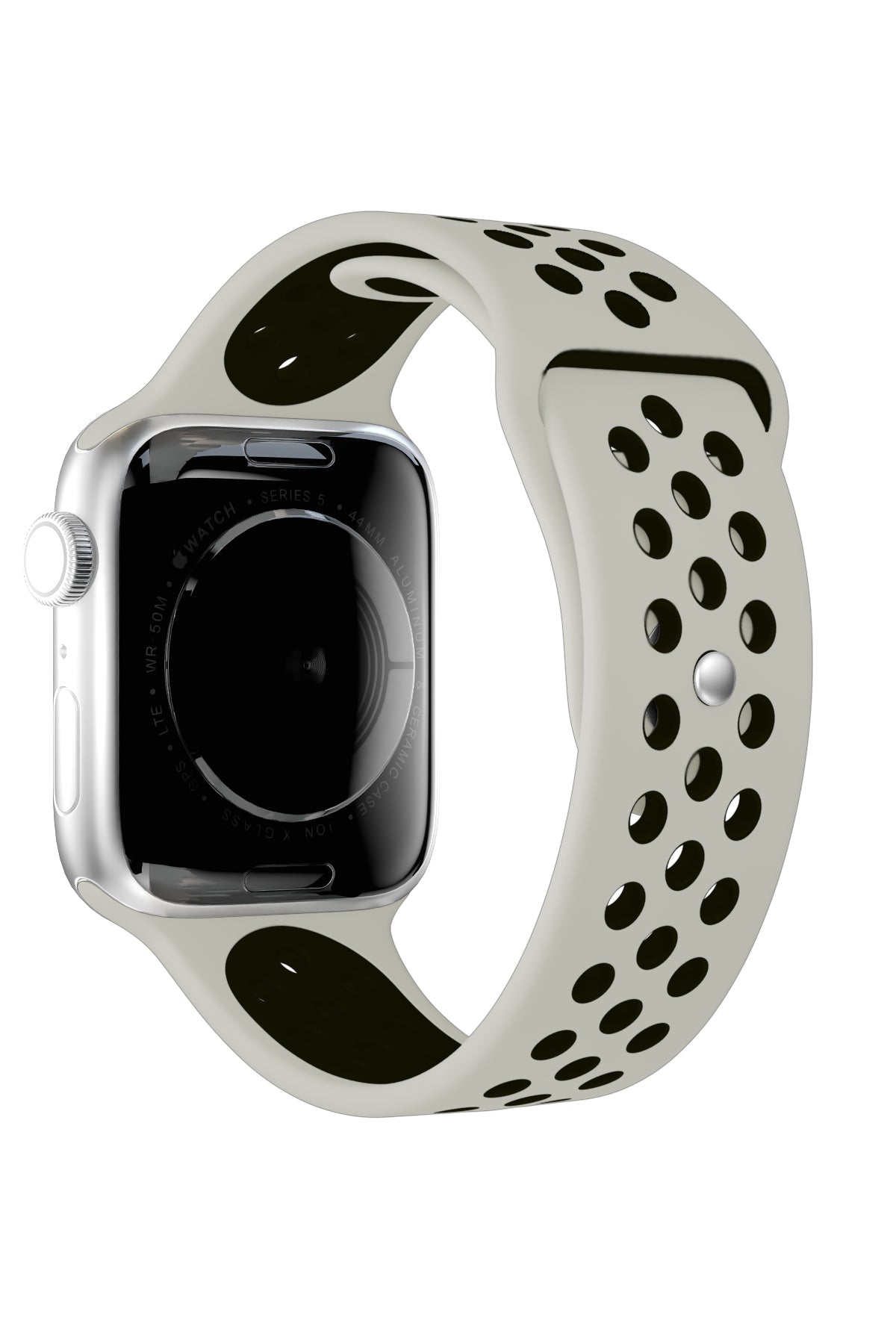 Apple Watch Uyumlu Silikon Delikli Spor Kordon Gri Siyah  bikordon