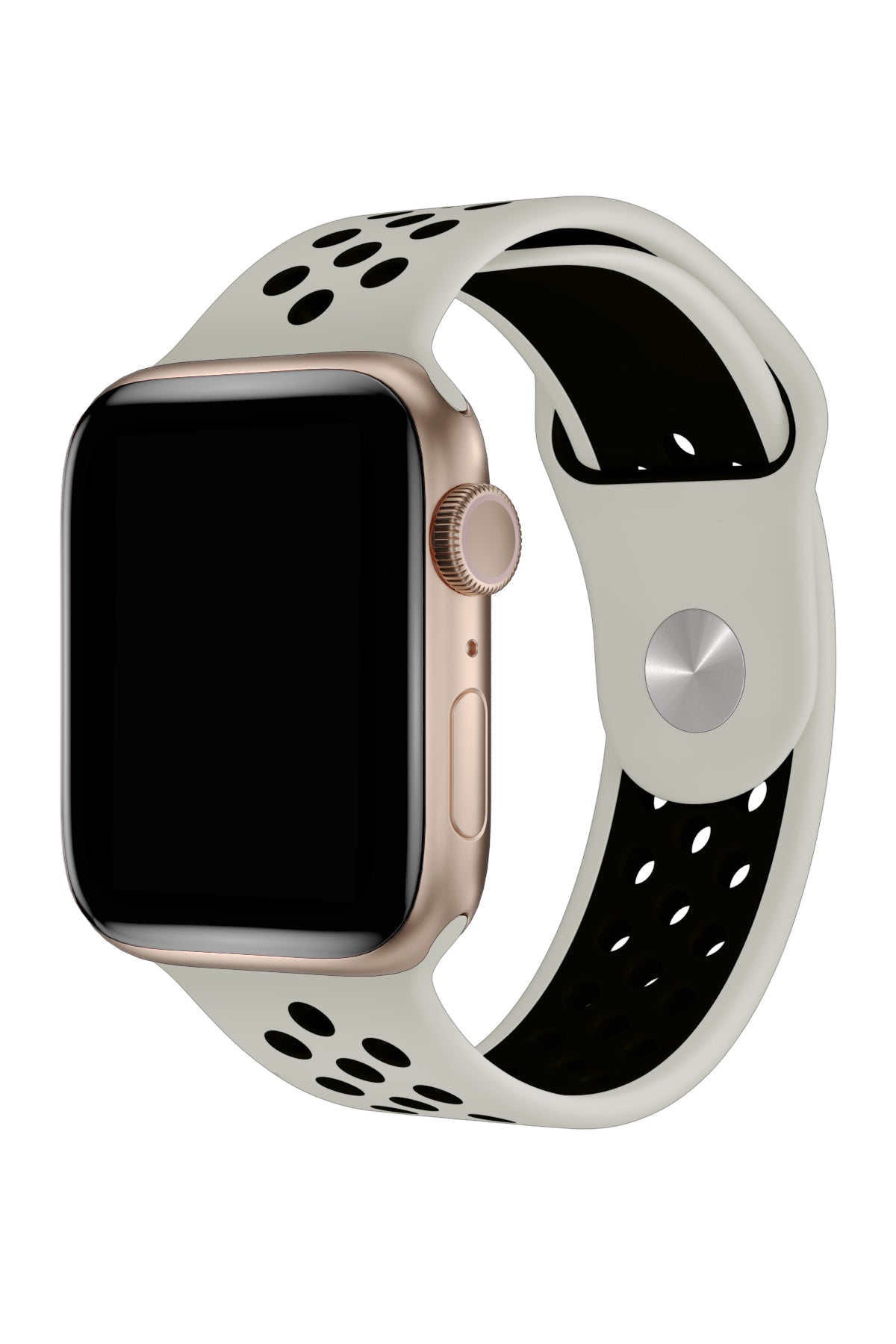 Apple Watch Uyumlu Silikon Delikli Spor Kordon Gri Siyah  bikordon