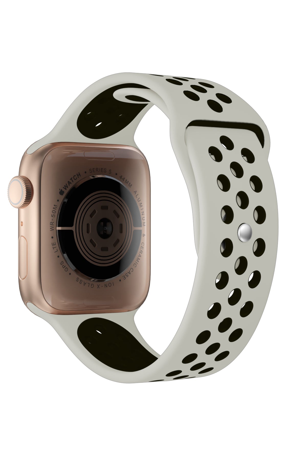 Apple Watch Uyumlu Silikon Delikli Spor Kordon Gri Siyah  bikordon