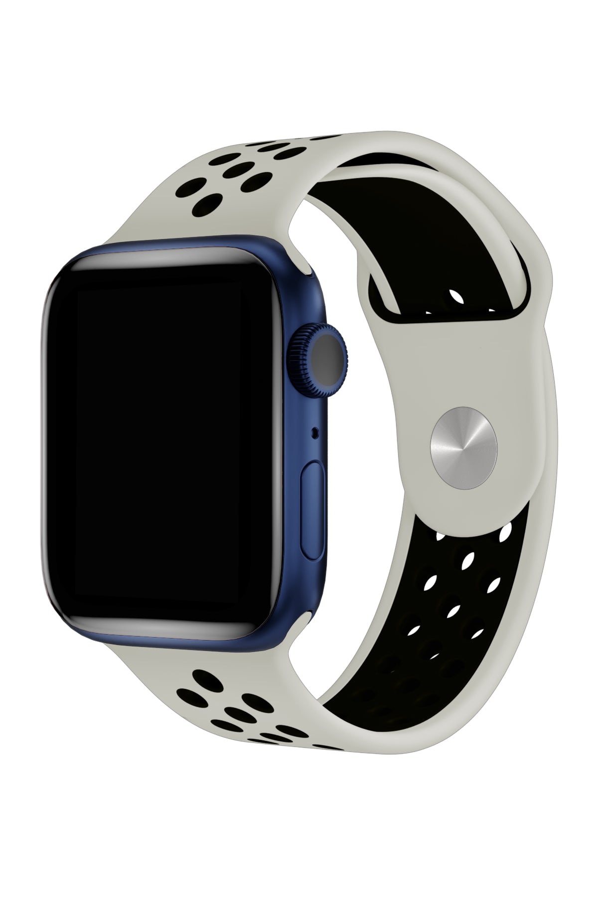 Apple Watch Uyumlu Silikon Delikli Spor Kordon Gri Siyah  bikordon