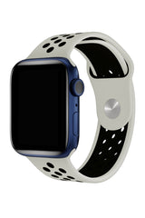 Apple Watch Uyumlu Silikon Delikli Spor Kordon Gri Siyah