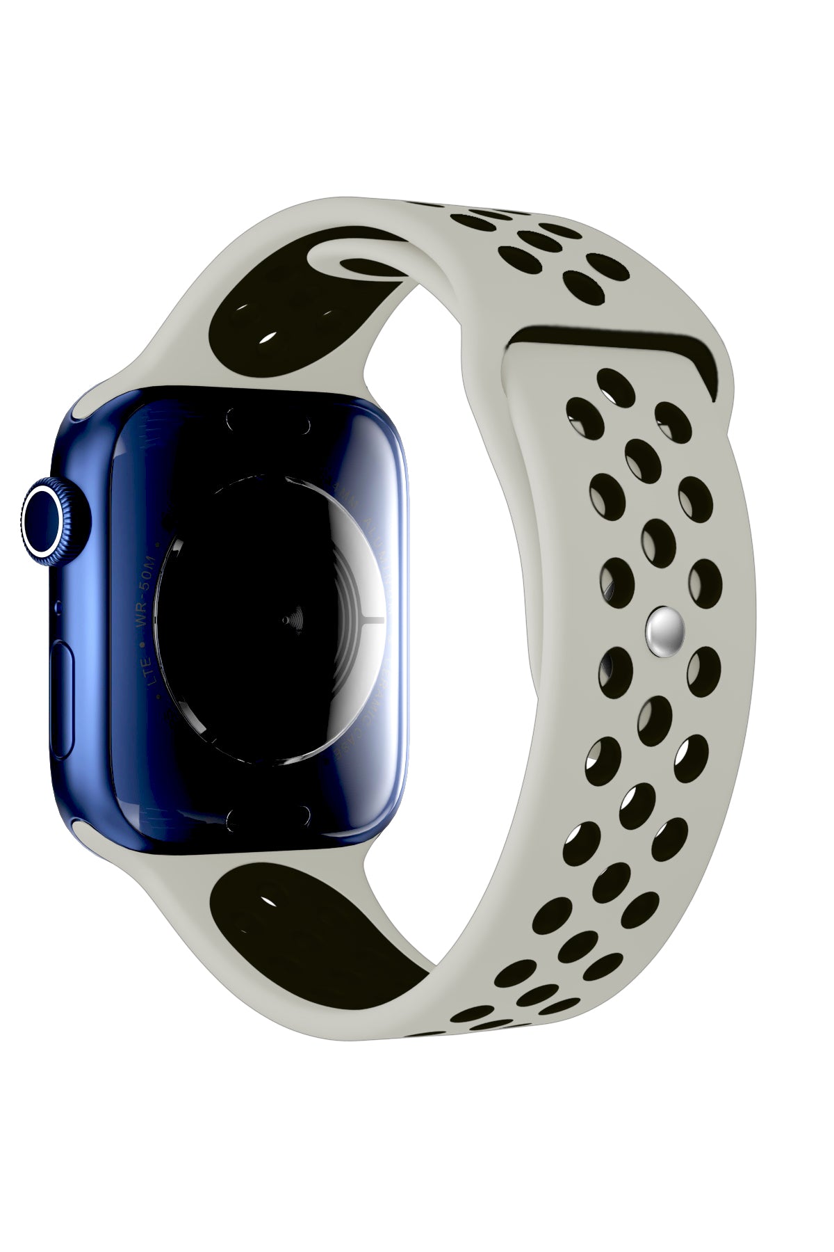 Apple Watch Uyumlu Silikon Delikli Spor Kordon Gri Siyah  bikordon