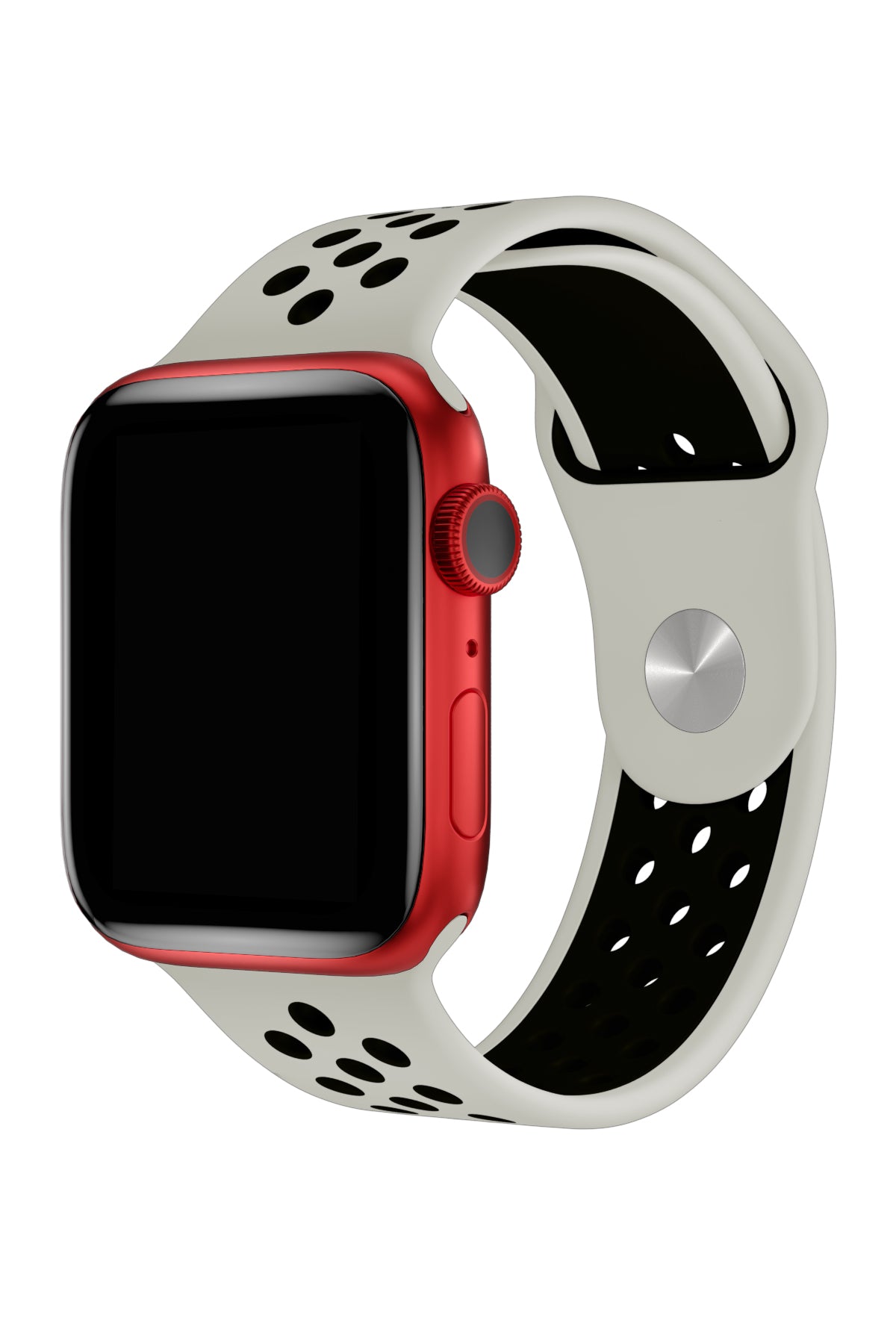 Apple Watch Uyumlu Silikon Delikli Spor Kordon Gri Siyah  bikordon
