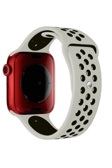 Apple Watch Uyumlu Silikon Delikli Spor Kordon Gri Siyah