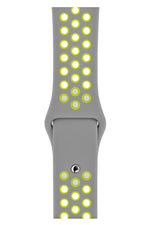 Apple Watch Uyumlu Silikon Delikli Spor Kordon Gri Yeşil  bikordon