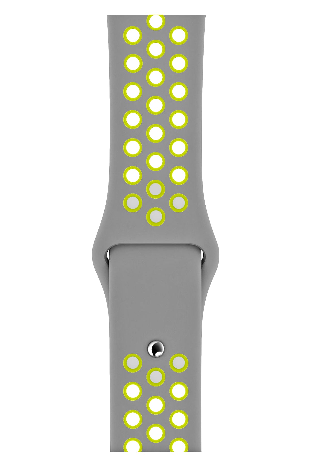 Apple Watch Uyumlu Silikon Delikli Spor Kordon Gri Yeşil  bikordon