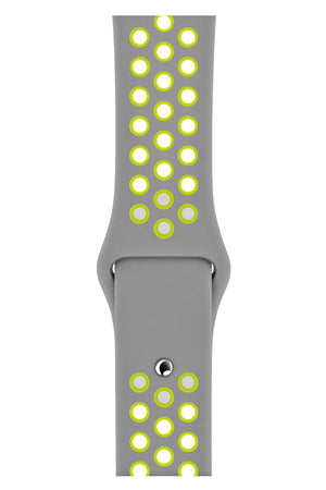 Apple Watch Uyumlu Silikon Delikli Spor Kordon Gri Yeşil  bikordon