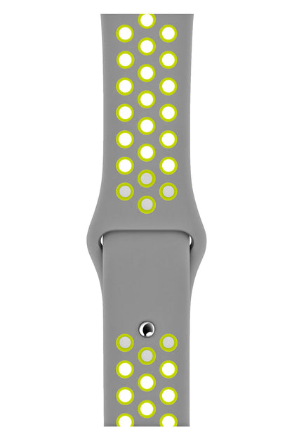 Apple Watch Uyumlu Silikon Delikli Spor Kordon Gri Yeşil  bikordon