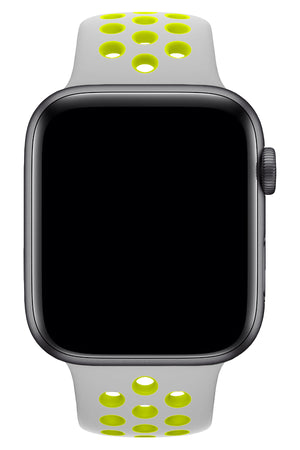 Apple Watch Uyumlu Silikon Delikli Spor Kordon Gri Yeşil  bikordon