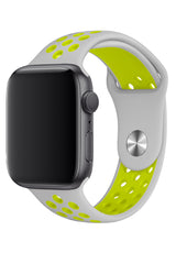 Apple Watch Uyumlu Silikon Delikli Spor Kordon Gri Yeşil