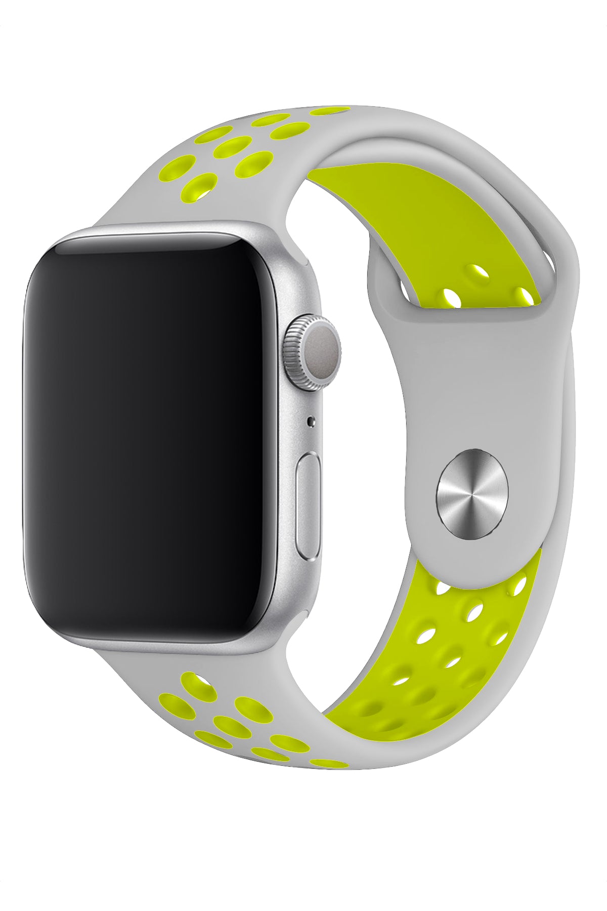 Apple Watch Uyumlu Silikon Delikli Spor Kordon Gri Yeşil  bikordon