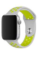 Apple Watch Uyumlu Silikon Delikli Spor Kordon Gri Yeşil