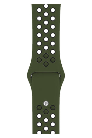 Apple Watch Compatible Silicone Perforated Sport Band Khaki Black 