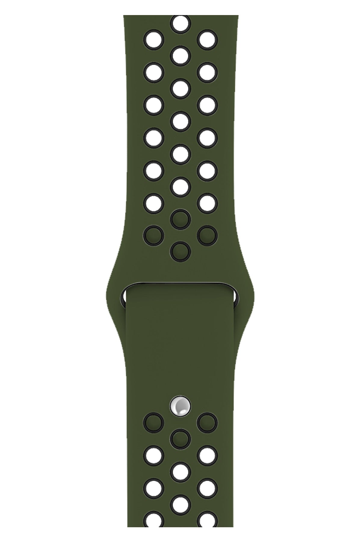 Apple Watch Uyumlu Silikon Delikli Spor Kordon Haki Siyah  bikordon