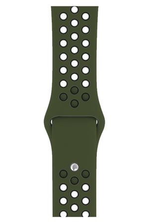 Apple Watch Uyumlu Silikon Delikli Spor Kordon Haki Siyah  bikordon