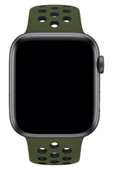 Apple Watch Uyumlu Silikon Delikli Spor Kordon Haki Siyah