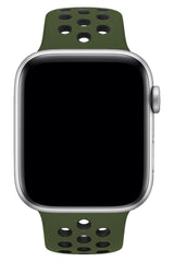 Apple Watch Uyumlu Silikon Delikli Spor Kordon Haki Siyah
