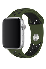 Apple Watch Uyumlu Silikon Delikli Spor Kordon Haki Siyah