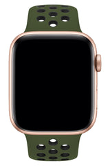 Apple Watch Uyumlu Silikon Delikli Spor Kordon Haki Siyah