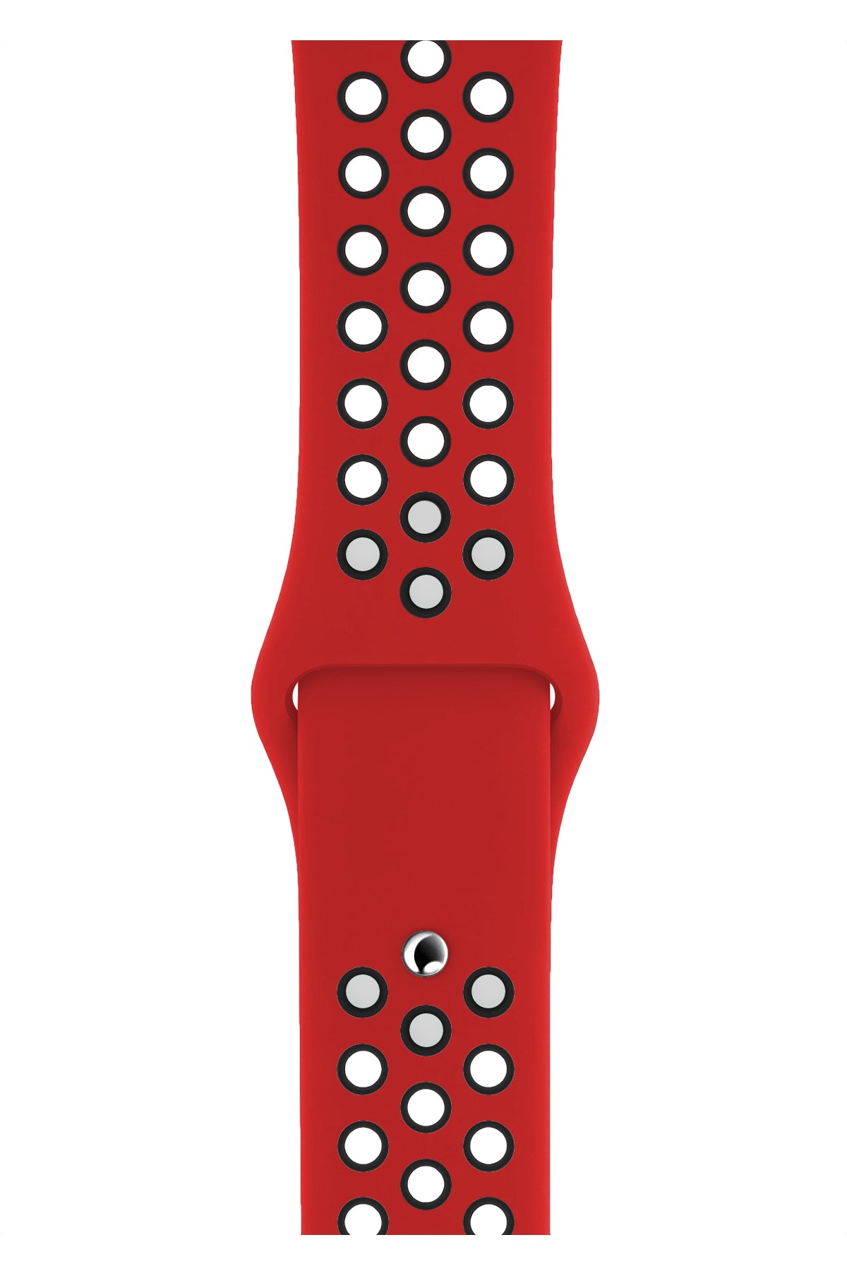 Apple Watch Uyumlu Silikon Delikli Spor Kordon Kırmızı Siyah  bikordon