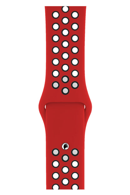 Apple Watch Compatible Silicone Perforated Sport Band Red Black 