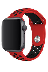 Apple Watch Compatible Silicone Perforated Sport Band Red Black 