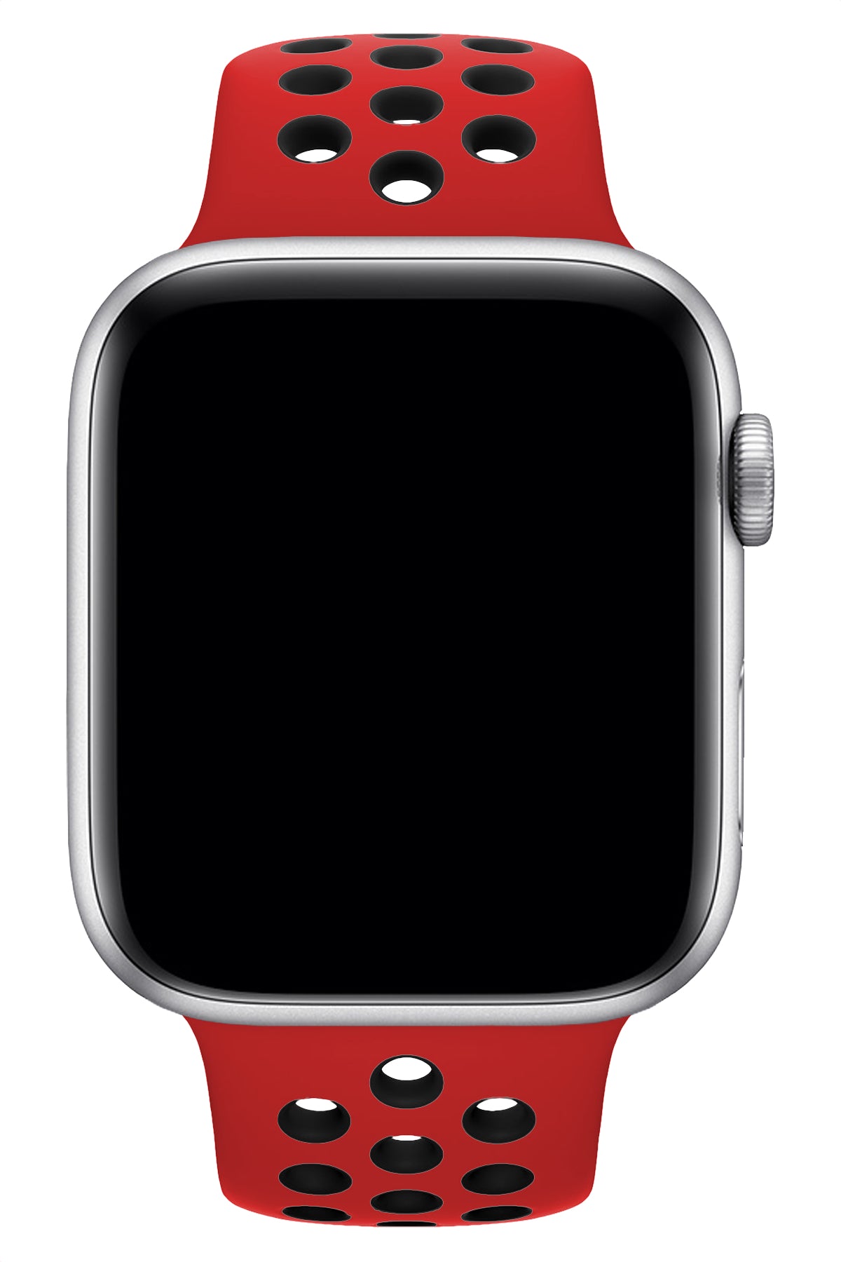 Apple Watch Uyumlu Silikon Delikli Spor Kordon Kırmızı Siyah  bikordon